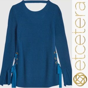 ETCETERA Women’s Knit Lace Up Sweater Wool Blend Size Medium